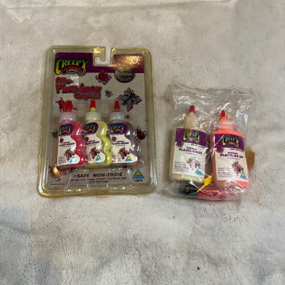 Vintage ToyMax Creepy Crawlers Plasti-Goop Compound 5 Bottle Lot 2000 Bug Maker